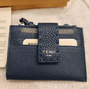 NWT Fendi Blue Leather Card Holder